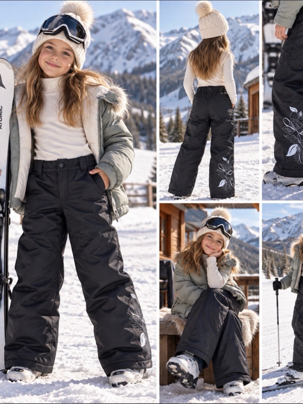 686 Premium Snow Ski Snowboarding Black Pants/Leaf Design girls szL NEW pricefir